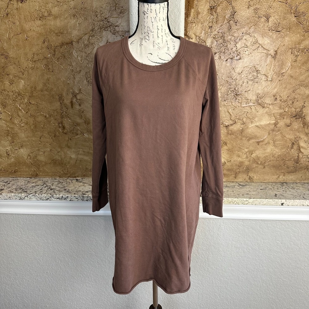 James Perse French Terry Raglan T Shirt‎ Dress Womens 2 Crew Neck Pullover Brown